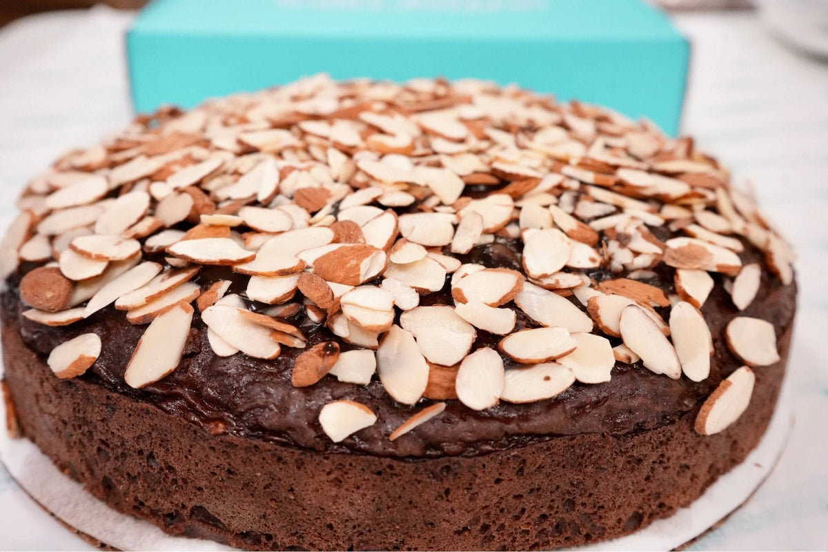 Andy Anand Chocolate Almond Cake, 9-Inch, 2.5 lb – Freshly Crafted, Luxuriously Creamy, Intense Chocolate & Almond Flavor, Birthday Gift Box