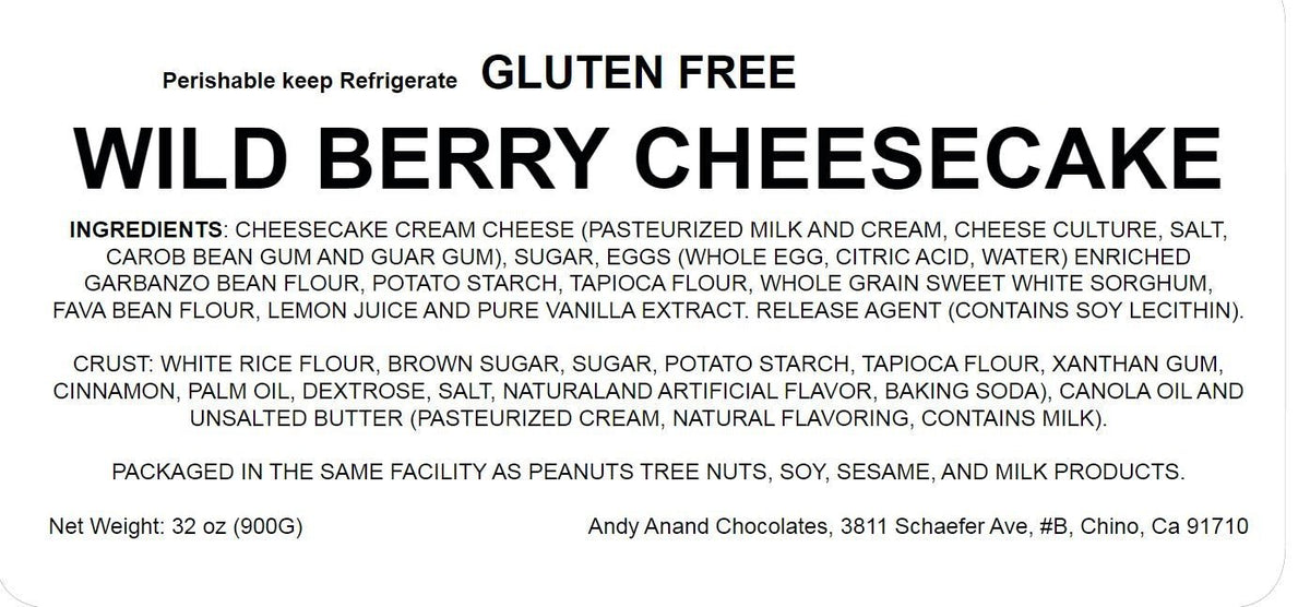 Andy Anand Gluten-Free Wild Berry Cheesecake, 9-Inch, 2.8 lb – Freshly Baked, Real California Cream Cheese, All-Natural, Birthday Gift Box