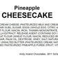 Andy Anand Pineapple Cheesecake 9" Fresh Made in Traditional Way, Amazing Bakeries with Cheesecake Delivery (2 lbs)