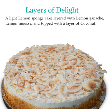 ANDY ANAND CHOCOLATIER Sugar Free Lemon Coconut Mousse Cake (3 lbs) - Luscious, Creamy Bakery Desserts, Guilt-Free Indulgence (3 lbs)