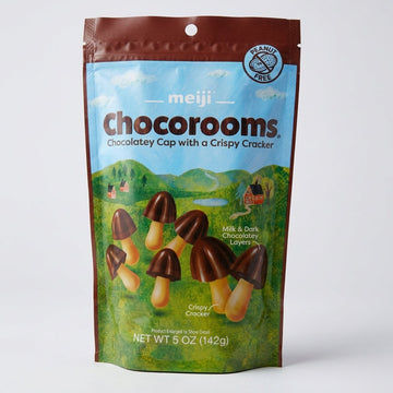 Meiji Chocorooms 5 oz - Japanese Mushroom Chocolate Snack, Peanut Free