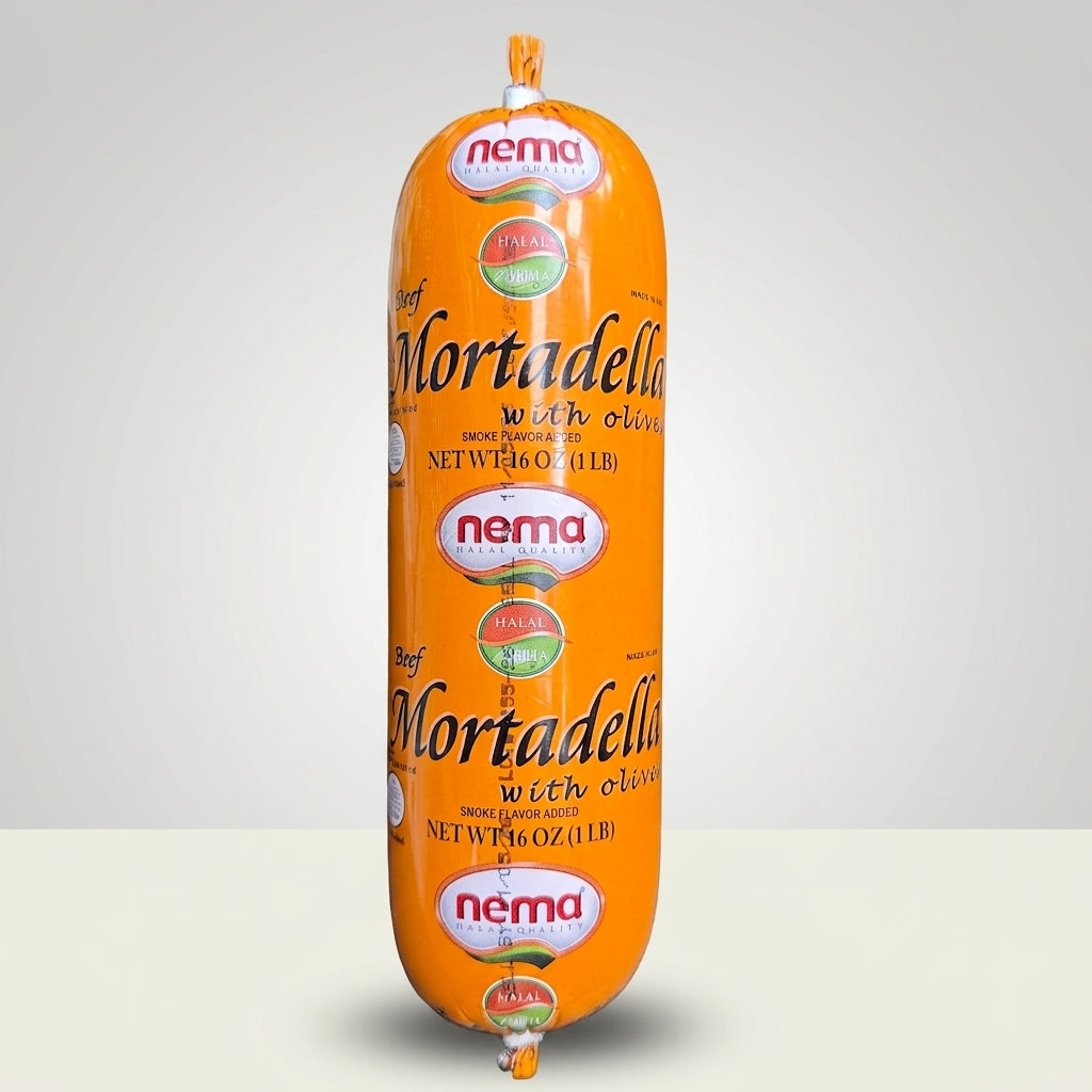 Nema Beef Mortadella with Olives 16 oz - Halal Smoke Flavored