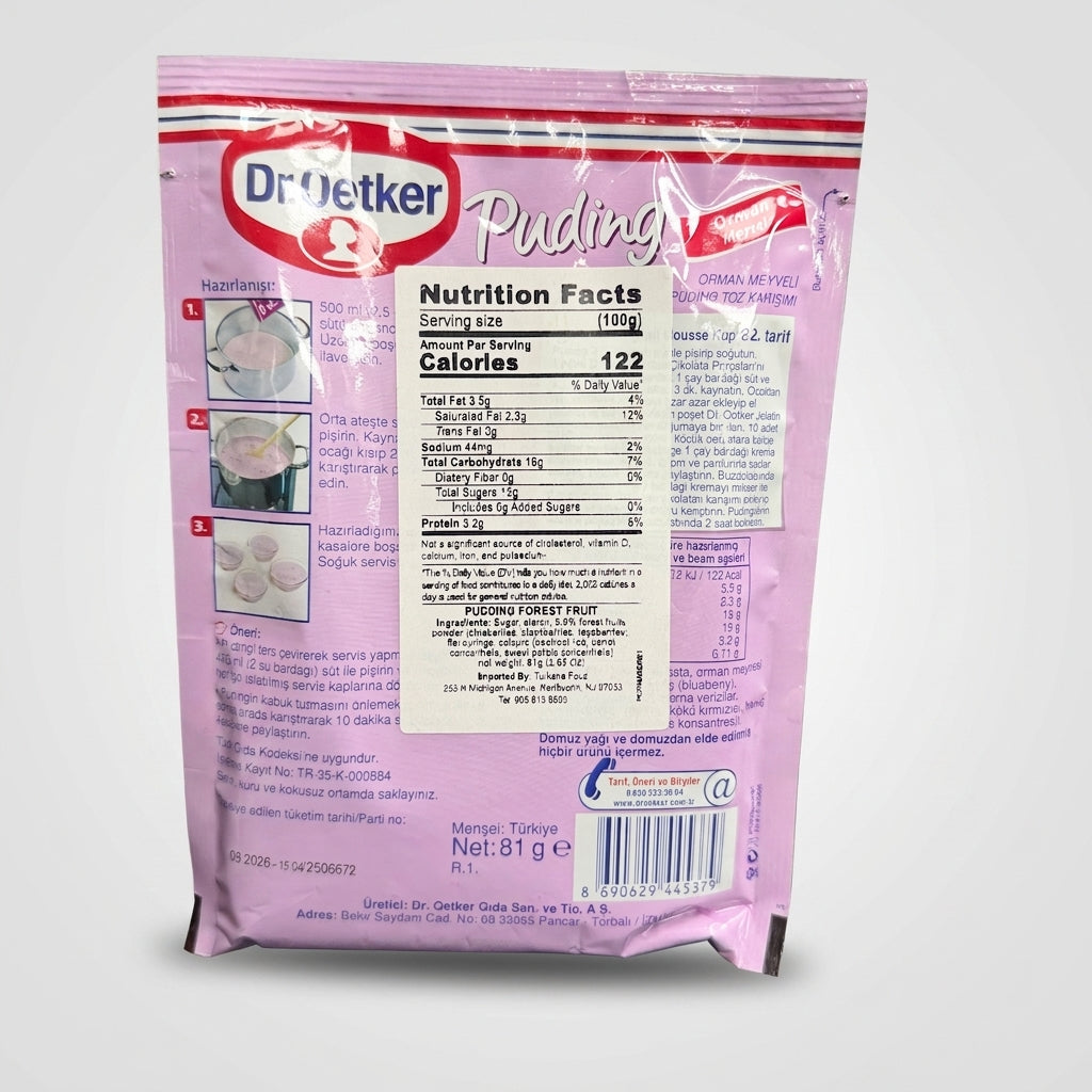 Dr. Oetker Forest Fruit Pudding Mix 81g - Orman Meyveli Turkish Dessert