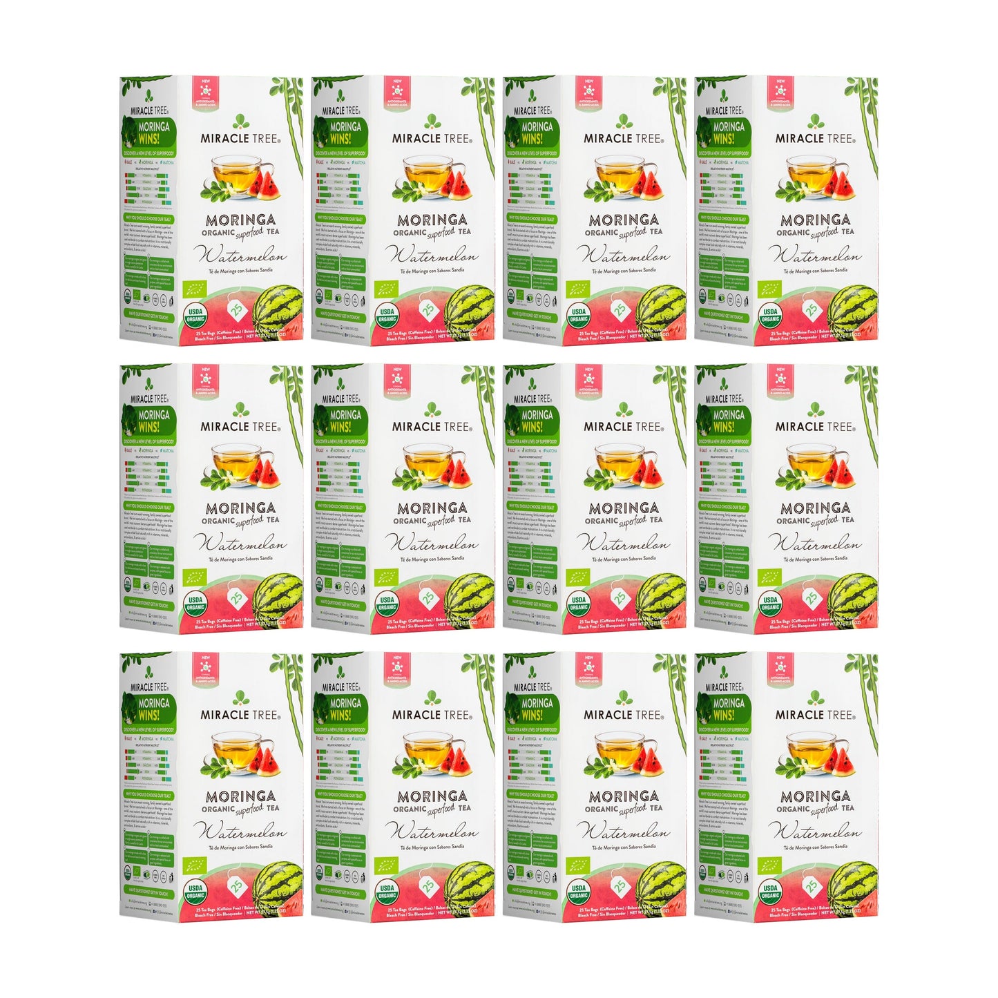 Organic Moringa Tea - Watermelon - Caffeine-Free Herbal Tea