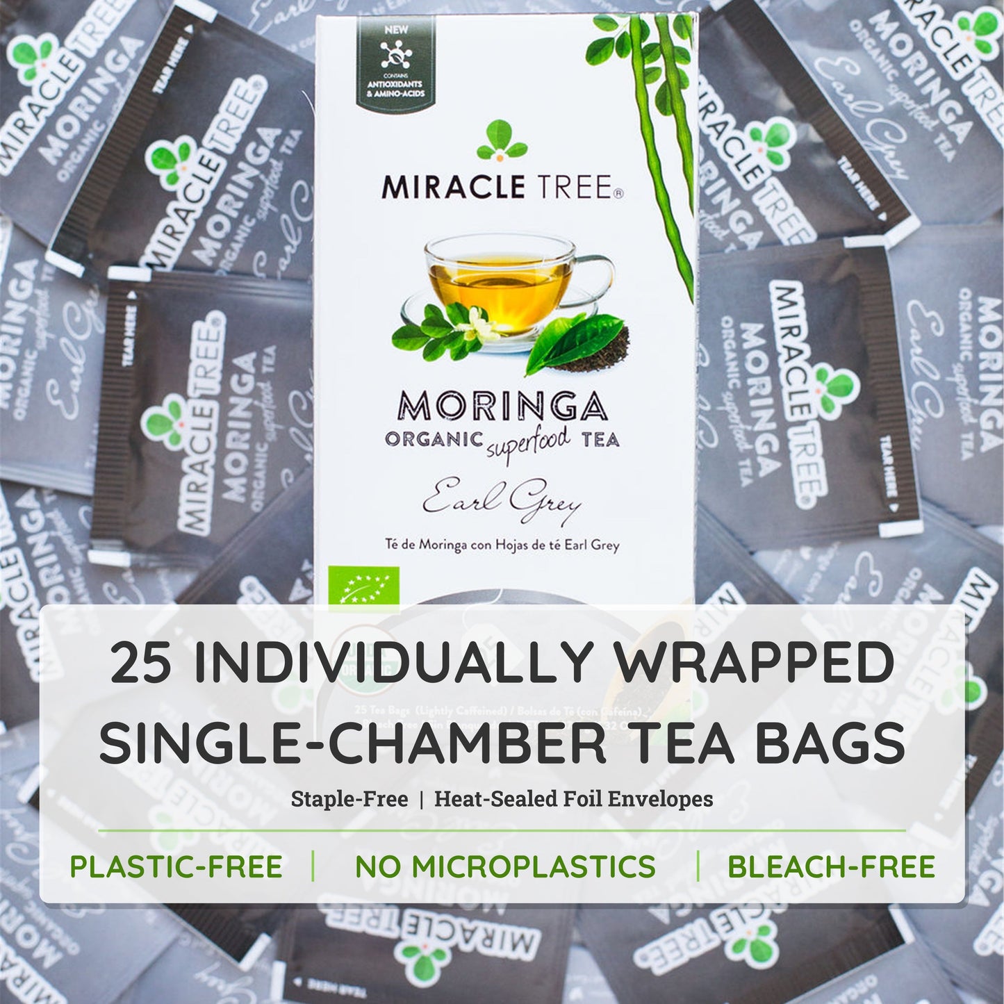 Organic Moringa Tea - Earl Grey - Lightly Caffeinated Herbal Tea