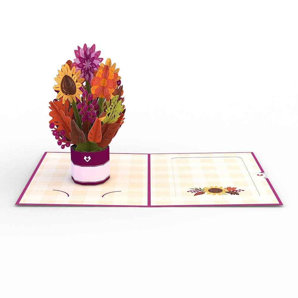 Sunflower Card 5"x7" with Mini Bouquet, Flower Vase, Vintage