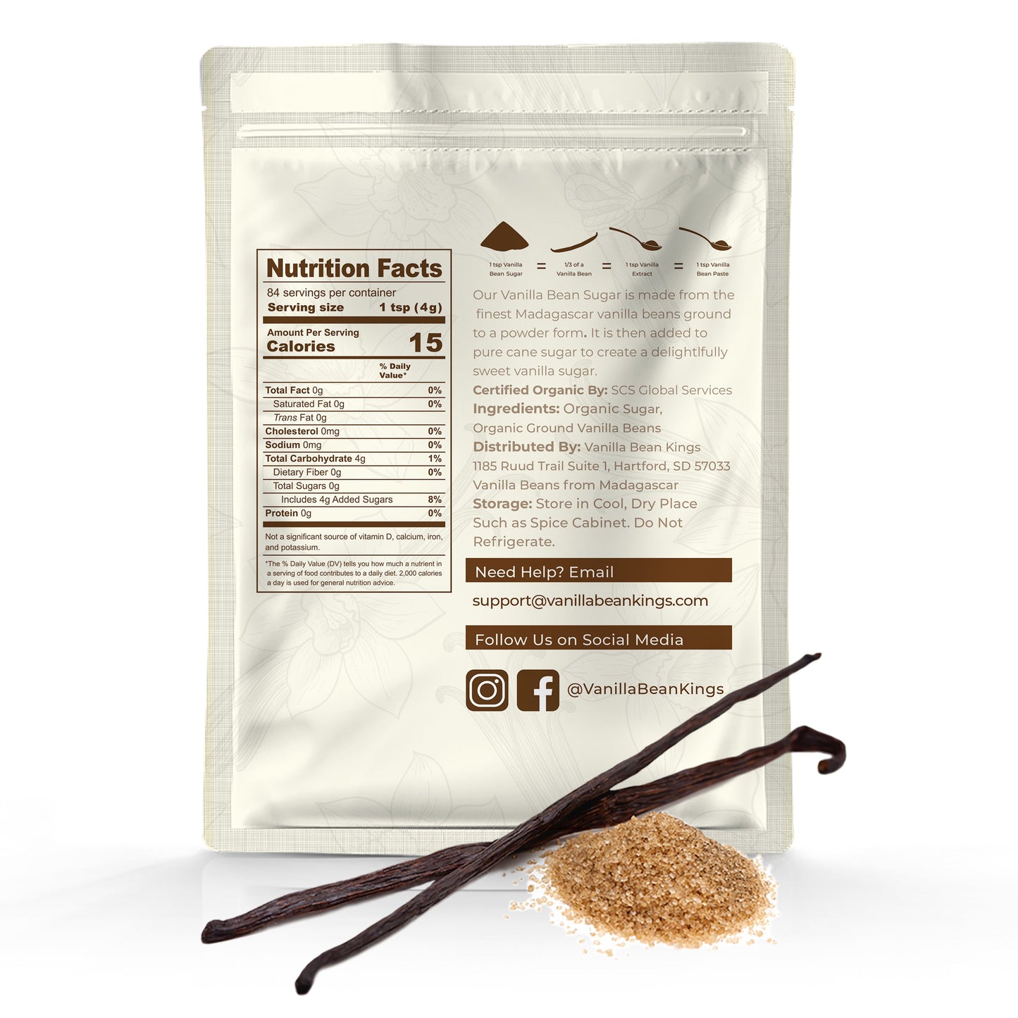 Organic Vanilla Bean Sugar - 12 OZ