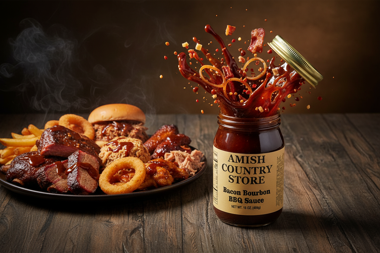 Bacon Bourbon BBQ Sauce | Smokehouse-Style Barbecue Glaze | 16 oz