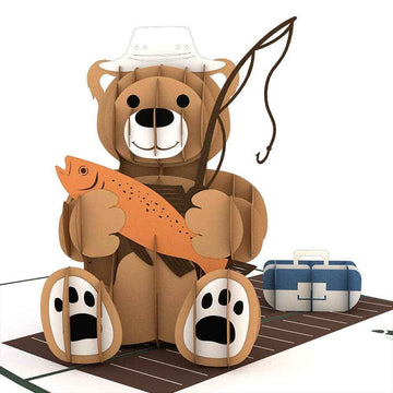 Fishing Bear 5''x7'' Card, Pop-Up Cards