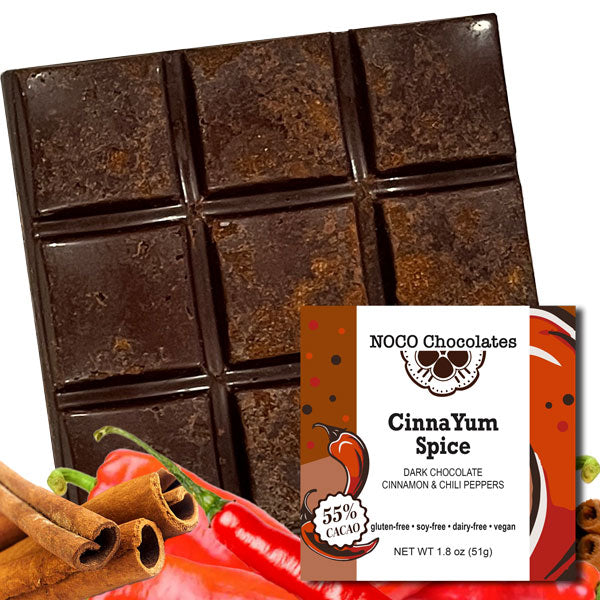CinnaYum Spice™ 55% Dark Chocolate Bar | Cinnamon & Chili | Vegan • Dairy-Free