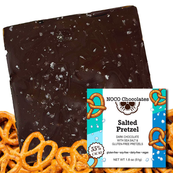 Salted Pretzel 55% Dark Chocolate Bar | Gluten-Free Pretzel Crunch | Vegan • Dairy-Free