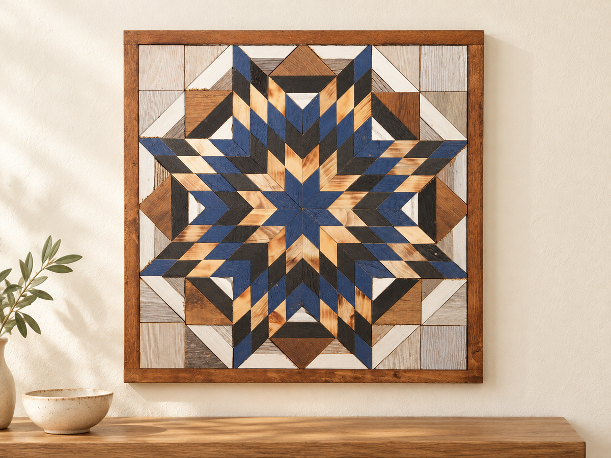 Amish-Made Barn Quilt | Reclaimed Wood | 20.75 × 20.75 in