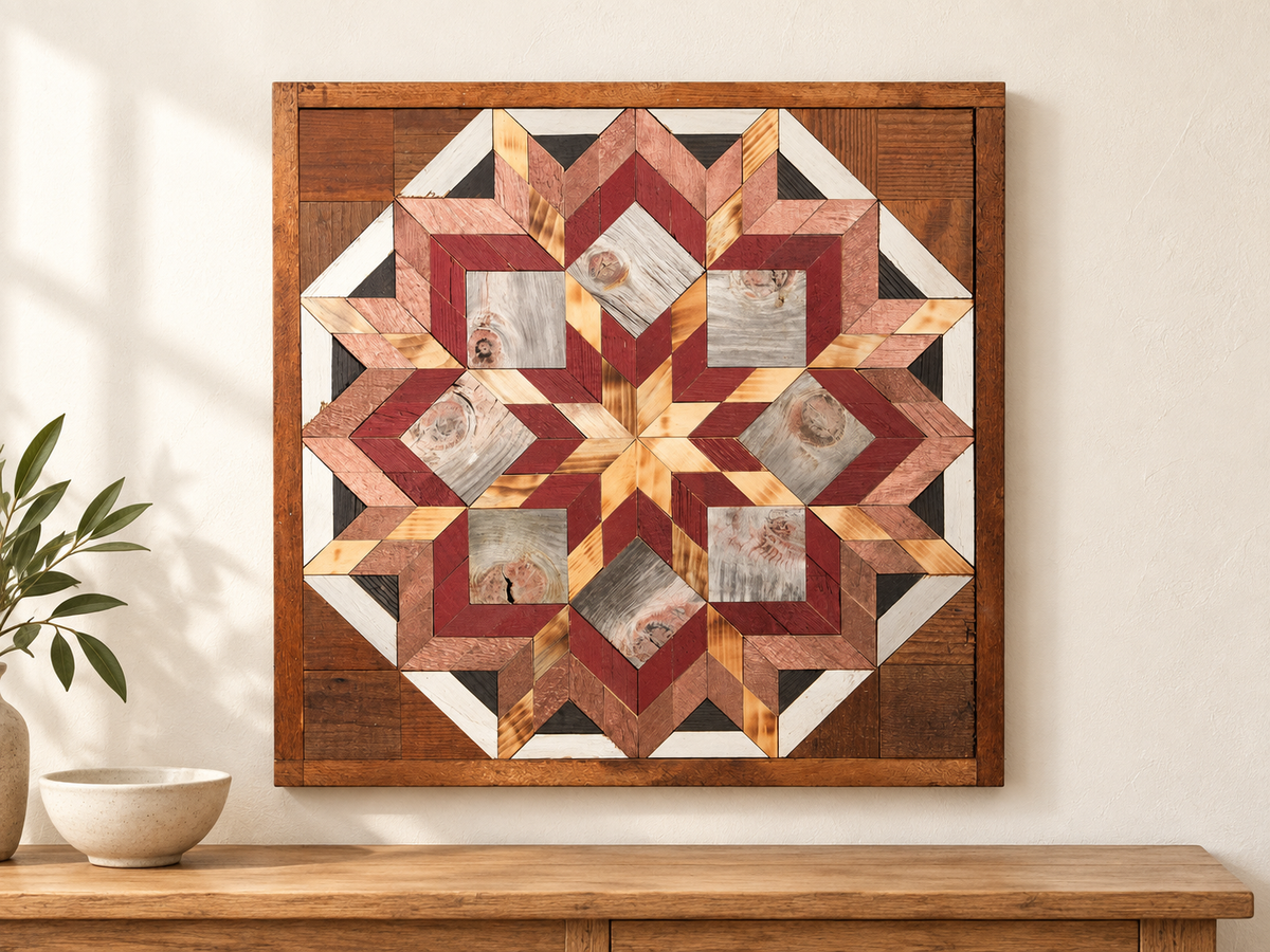 Amish-Made Barn Quilt | Reclaimed Wood | 20.75 × 20.75 in