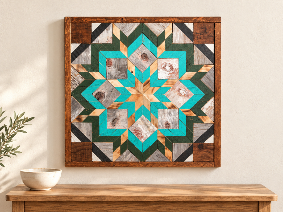 Amish-Made Barn Quilt | Reclaimed Wood | 20.75 × 20.75 in