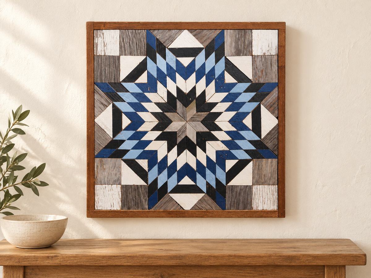 Amish-Made Barn Quilt | Reclaimed Wood | 20.75 × 20.75 in