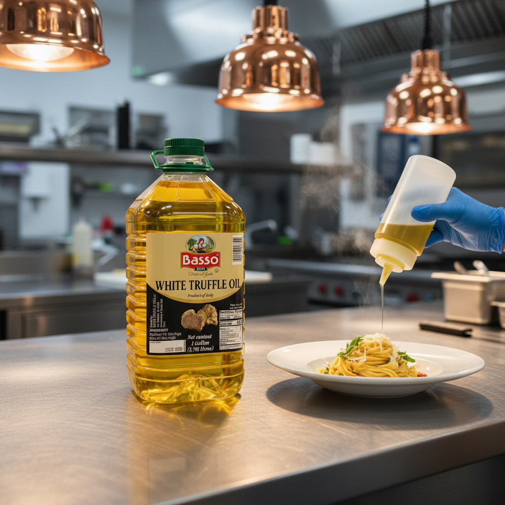 Basso 1904 White Truffle Infused Extra Virgin Olive Oil – Foodservice Size – 1 Gallon (3.8 L)