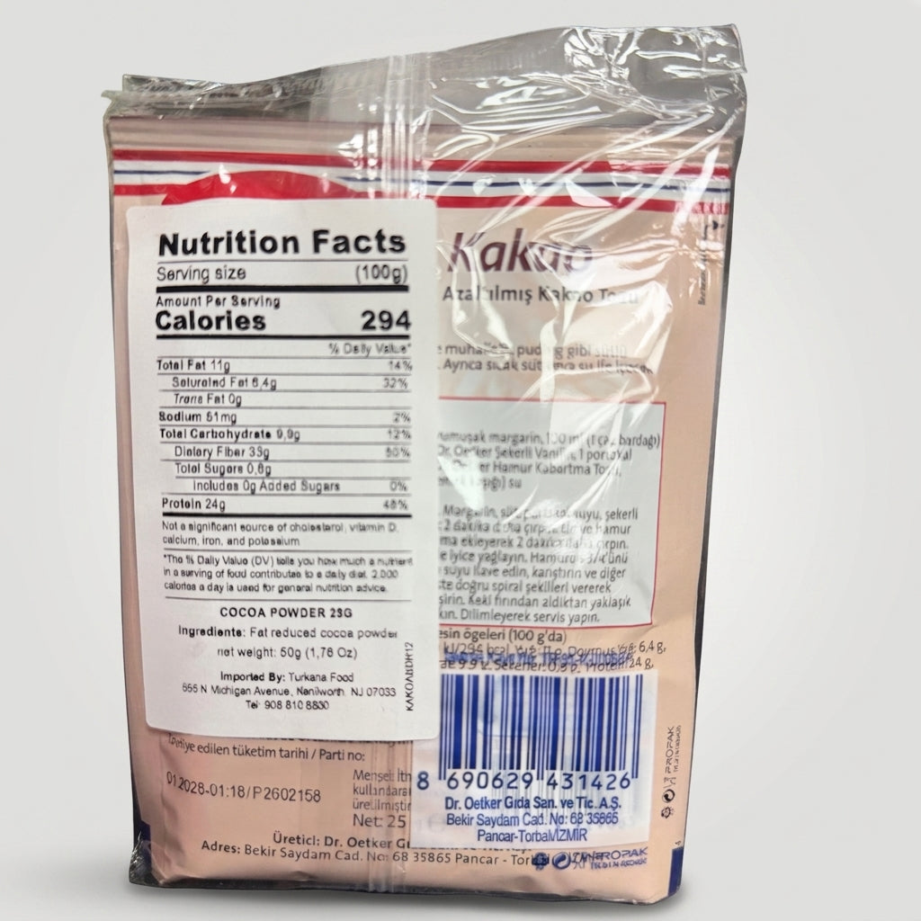 Dr. Oetker Kakao Cocoa Powder 50g - Turkish Baking Cocoa 2-Pack