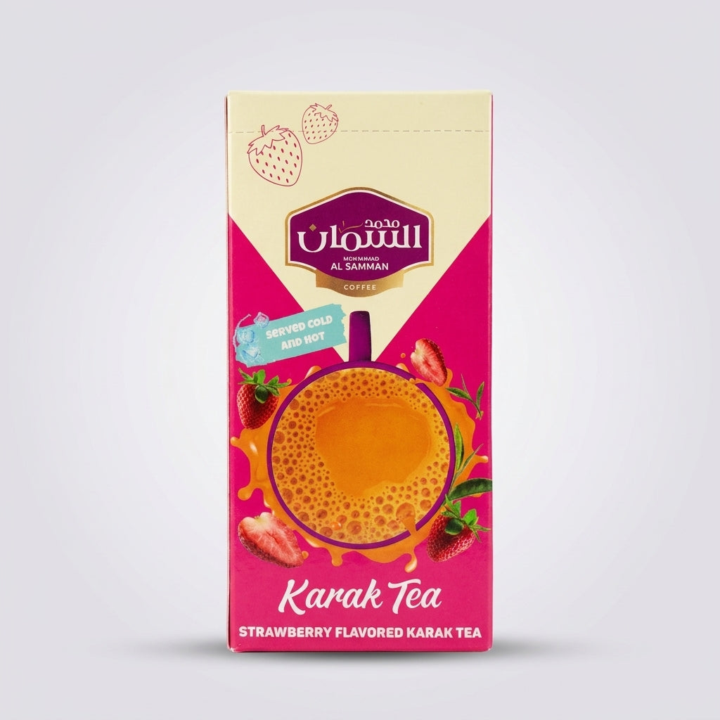 Al-Samman Strawberry Karak Tea 10 Sachets - Authentic Middle Eastern Tea