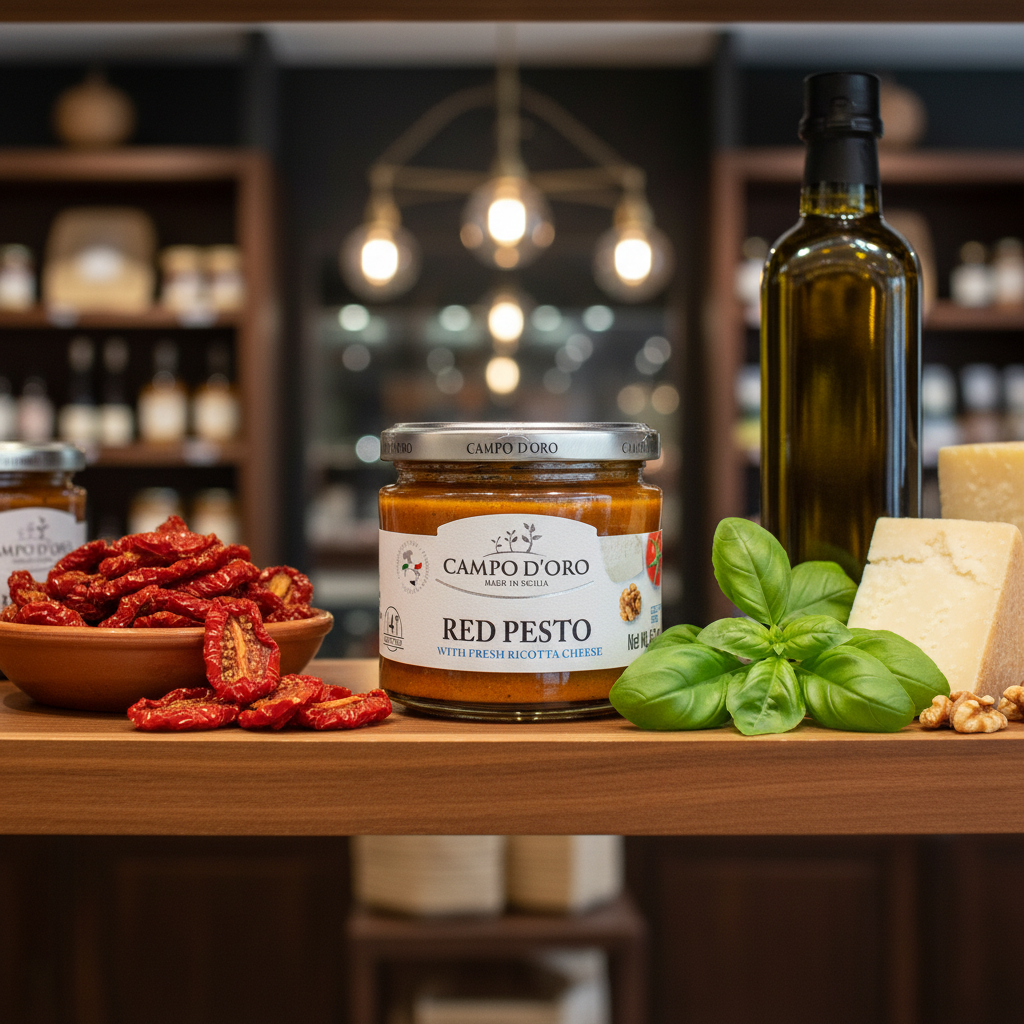 Campo D'Oro, Red Pesto Sauce, Sundried Tomato Pesto, 6.35 0oz