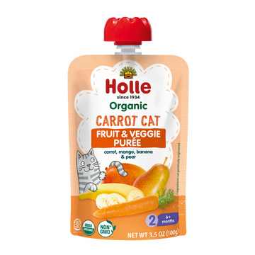 Holle Organic Carrot Cat - Fruit & Veggie Purée Pouches
