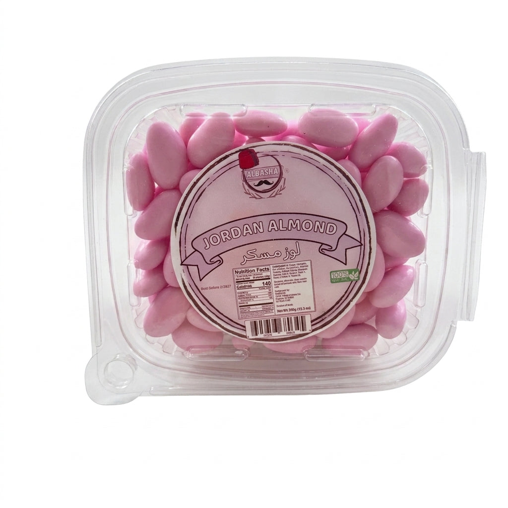 AlBasha Jordan Almond 300g - Premium Pink Candy Coated Almonds