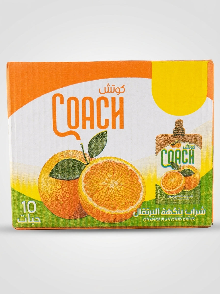 Coach Orange Flavored Drink 10 Pouches - Refreshing Vitamin-C Drink Mix
