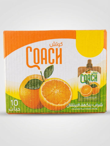 Coach Orange Flavored Drink 10 Pouches - Refreshing Vitamin-C Drink Mix