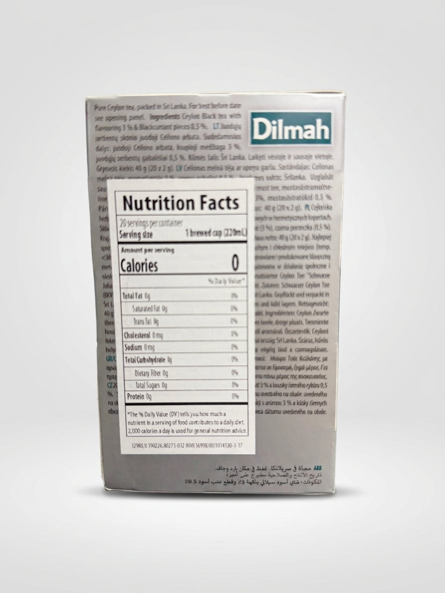 Dilmah Blackcurrant Ceylon Tea 20 Bags - Exquisitely Flavoured Black Tea