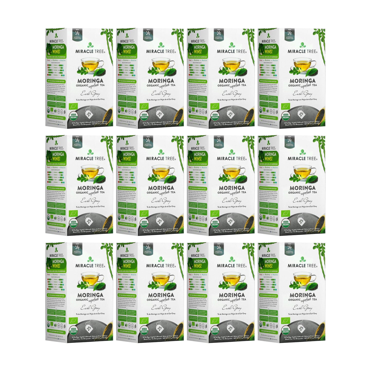 Organic Moringa Tea - Earl Grey - Lightly Caffeinated Herbal Tea