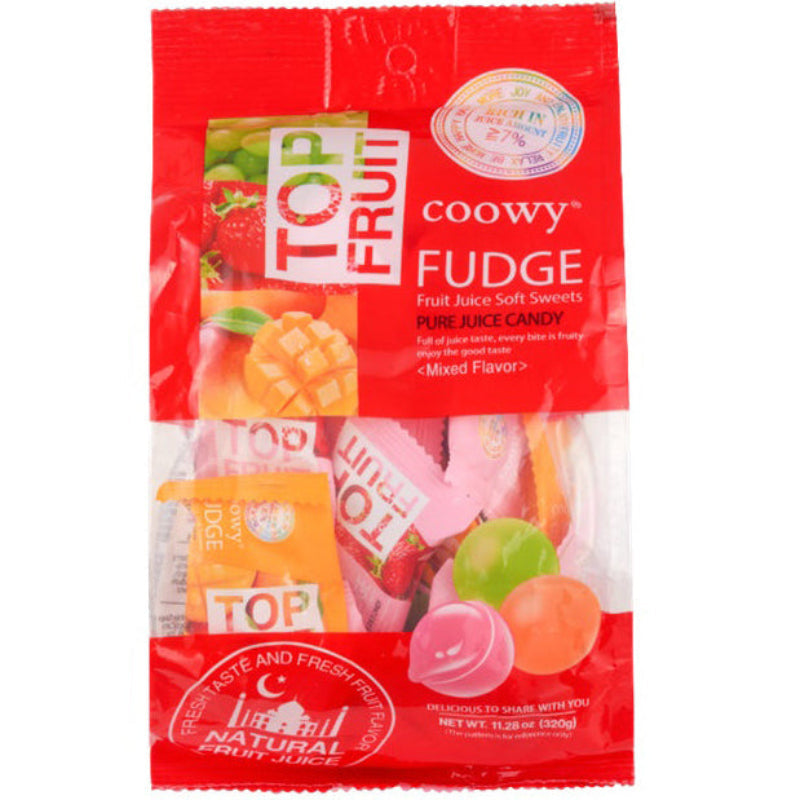 Coowy Fudge Top Fruit Soft Sweets Chewy Gummy Candy Mix with Mango, Muscat Grape and Strawberry