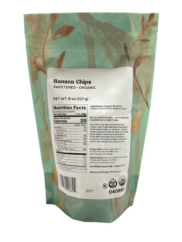 Banana Chips, Sweetened, Organic