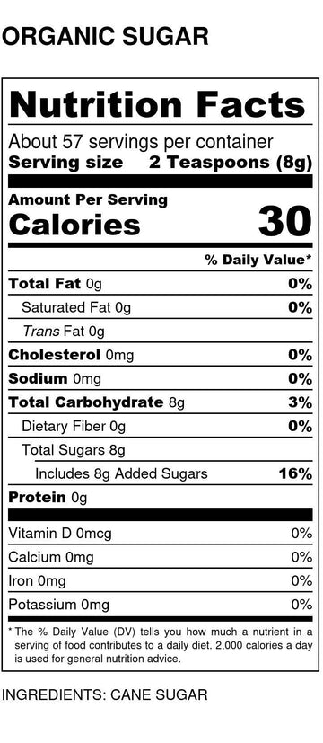 Granulated Sugar, Cane Juice Crystal, Organic