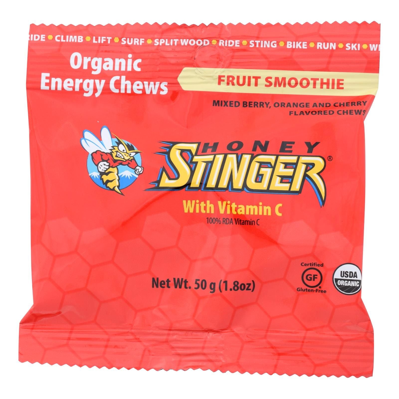 Honey Stinger Energy chew - Organic - Fruit Smoothie - 18 Oz - case Of 12(D0102H54D6J)