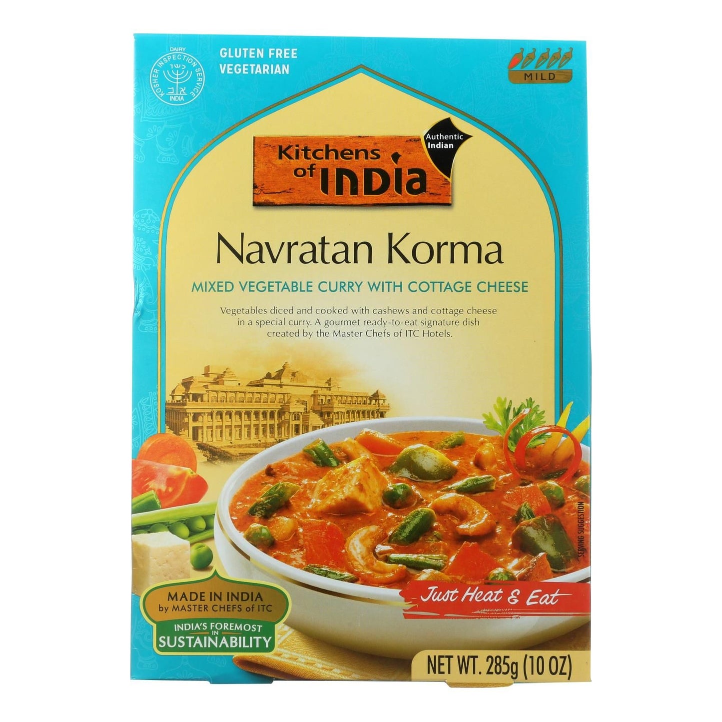 Kitchen Of India Dinner - Mixed Vegetable curry With cottage cheese - Navratan Korma - 10 Oz - case Of 6(D0102H5K2BP)