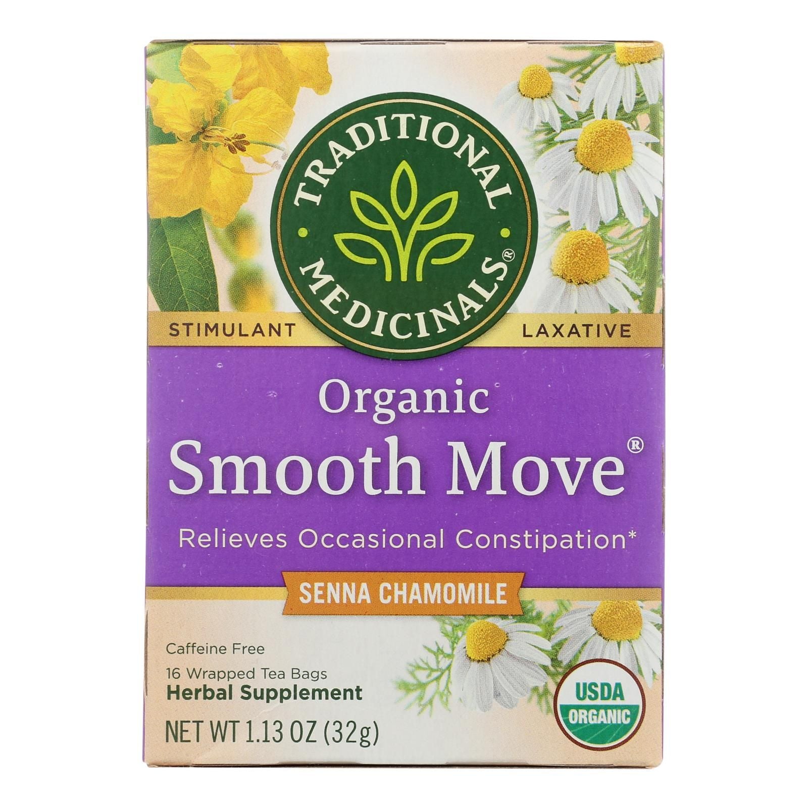 Traditional Medicinals Organic Smooth Move Chamomile Herbal Tea - 16 Tea Bags - Case Of 6(D0102H5Kpvx)