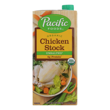 Pacific Foods Organic Chicken Stock Unsalted, 32 Oz (Pack of 12)