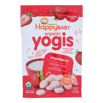 Happy Baby Happy Yogis Organic Superfoods Yogurt And Fruit Snacks Strawberry - 1 Oz - Case Of 8(D0102H5W168)