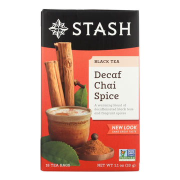 Stash Tea Decaf Chai Spice Black Tea - Decaf, Non-Gmo Project Verified Premium Tea With No Artificial Ingredients, 18 Count (Pack Of 6) - 108 Bags Total