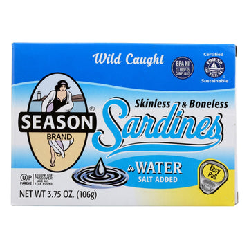 Season Brand Sardines - Skinless And Boneless - In Water - Salt Added - 375 Oz - Case Of 12(D0102H5Wb1J)