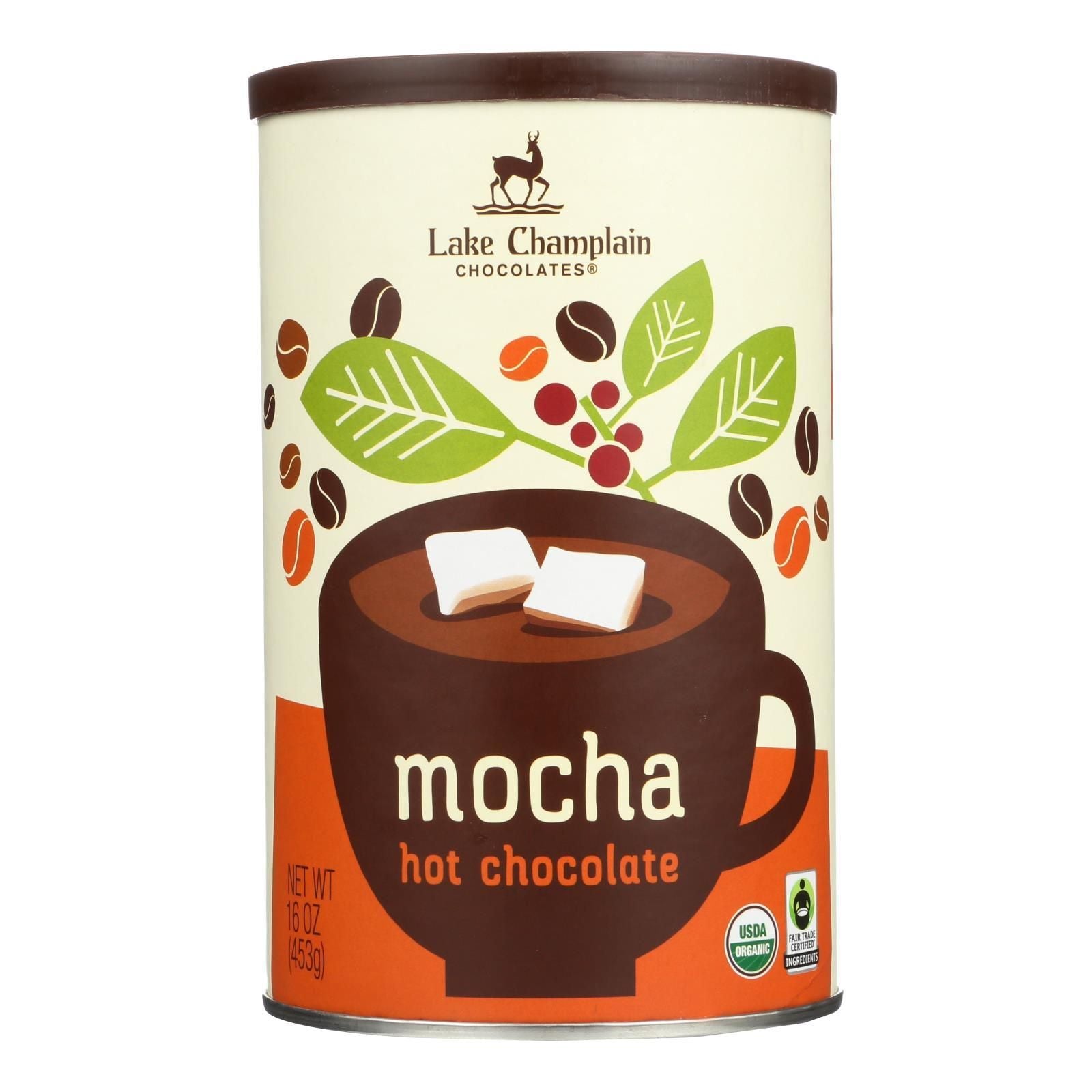 Lake Champlain Chocolates Mocha Hot Chocolate Mix Mixes Organic Mexican Coffee With Rich Cocoa - Case of 6 - 16 OZ(D0102H7AKTG.)