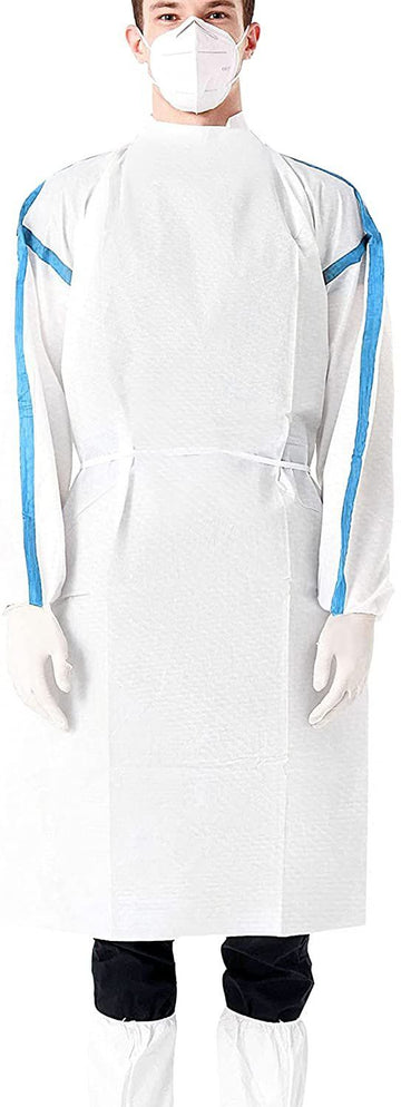 Disposable Gown 3X-Large White Isolation Gown 50 Gsm Microporous Surgical Gowns With Tie Back Closure And Elastic Wrists Unisex 