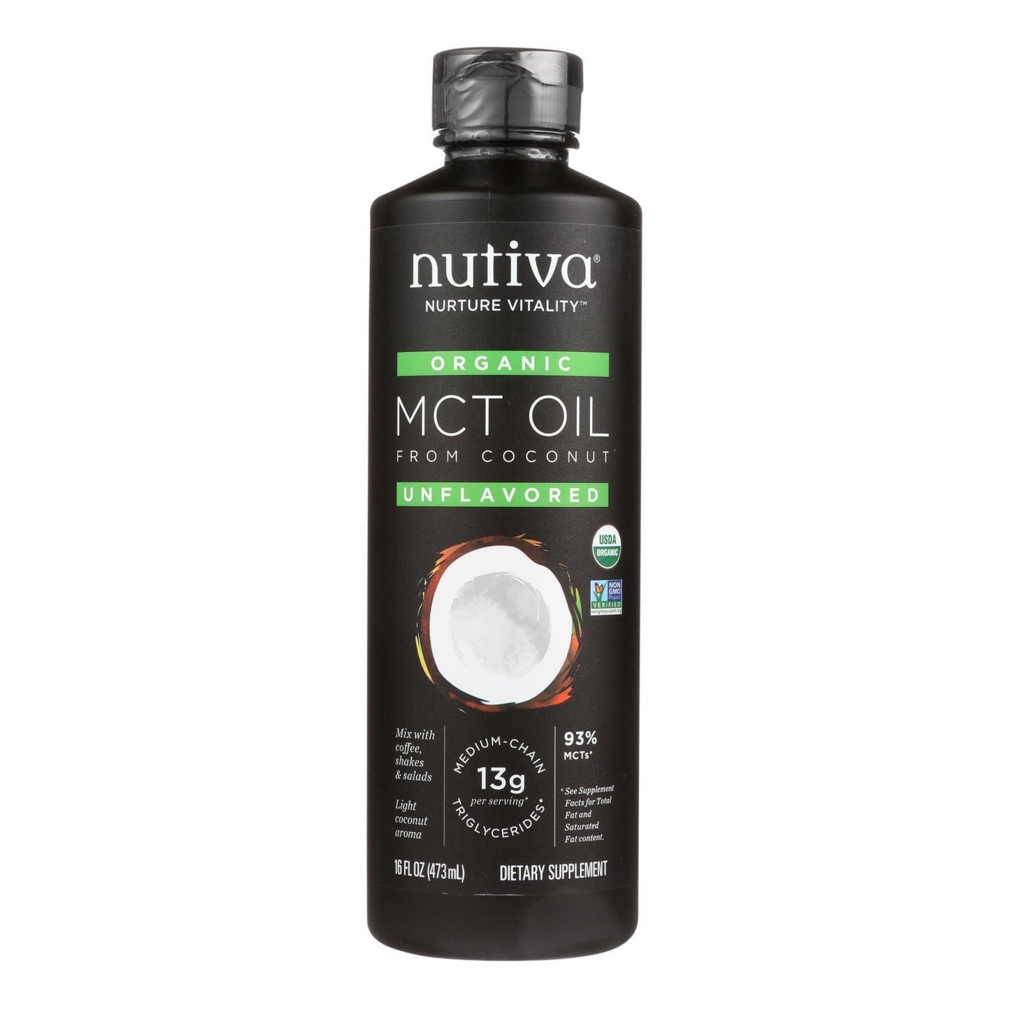 Nutiva 100% Organic Mct Oil - From Coconut - Unflavored - 16 fl oz(D0102HH39JA.)