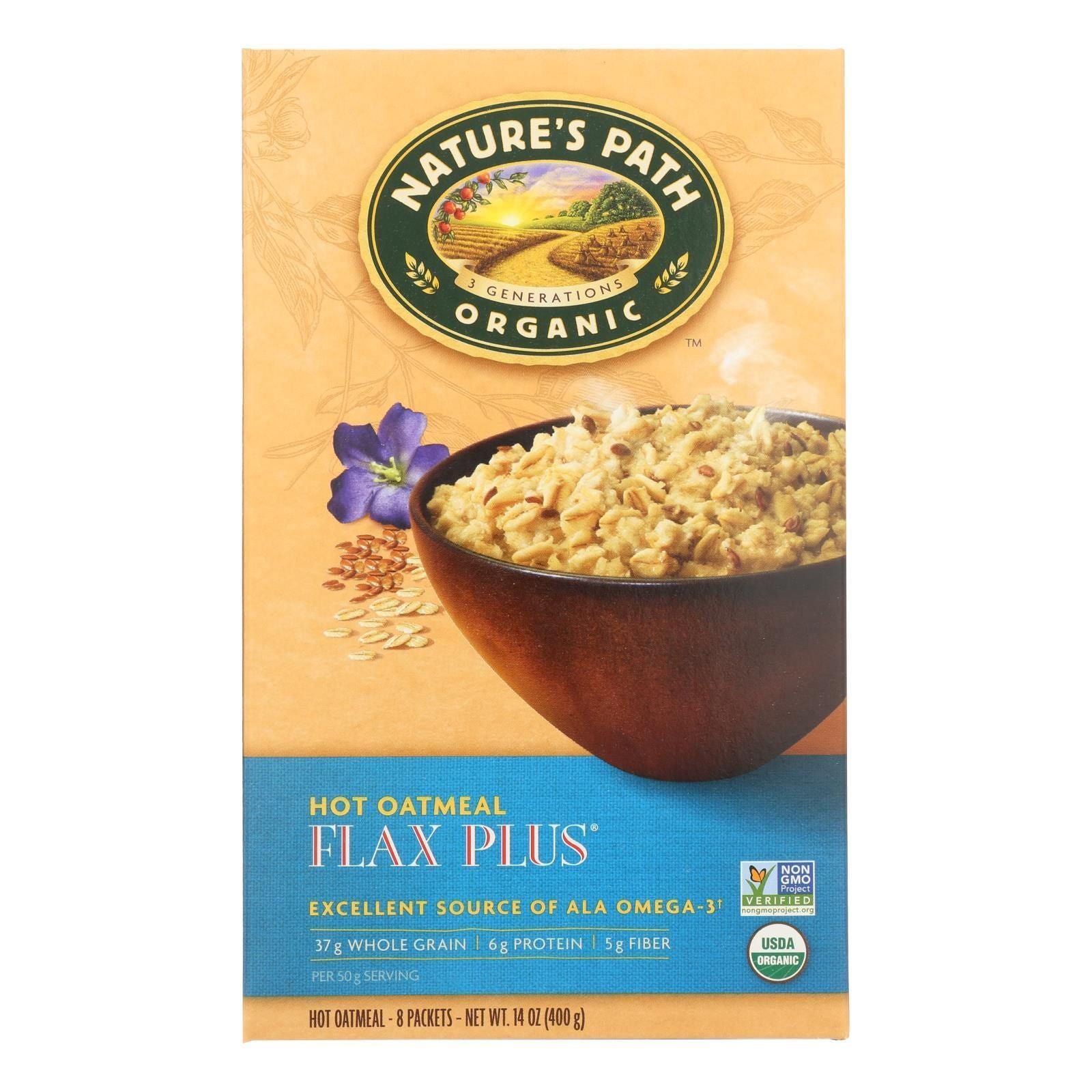Natures Path Hot Oatmeal - Flax Plus - Case of 6 - 14 oz.(D0102HH3APW.)