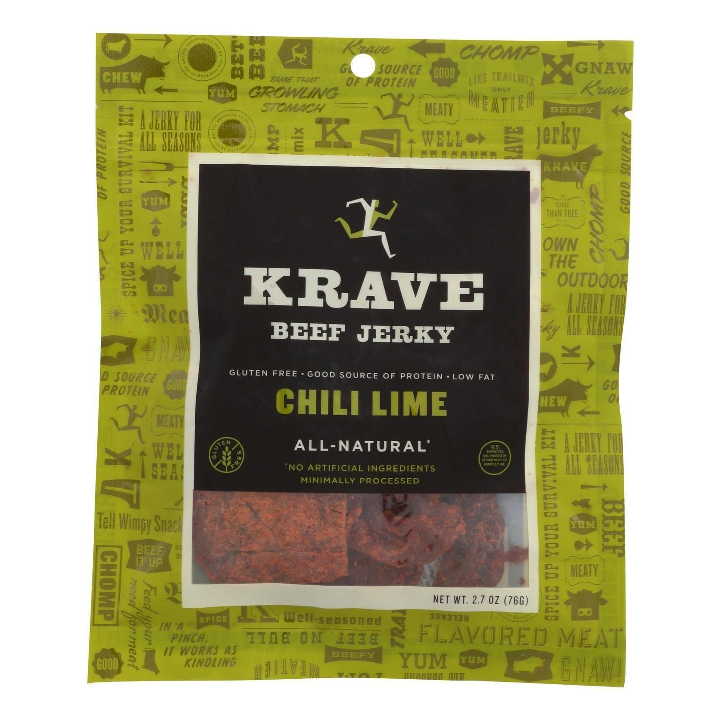 KRAVE Beef Jerky, Chili Lime - Gluten Free, Protein Packed Snack - 2.7 Ounce