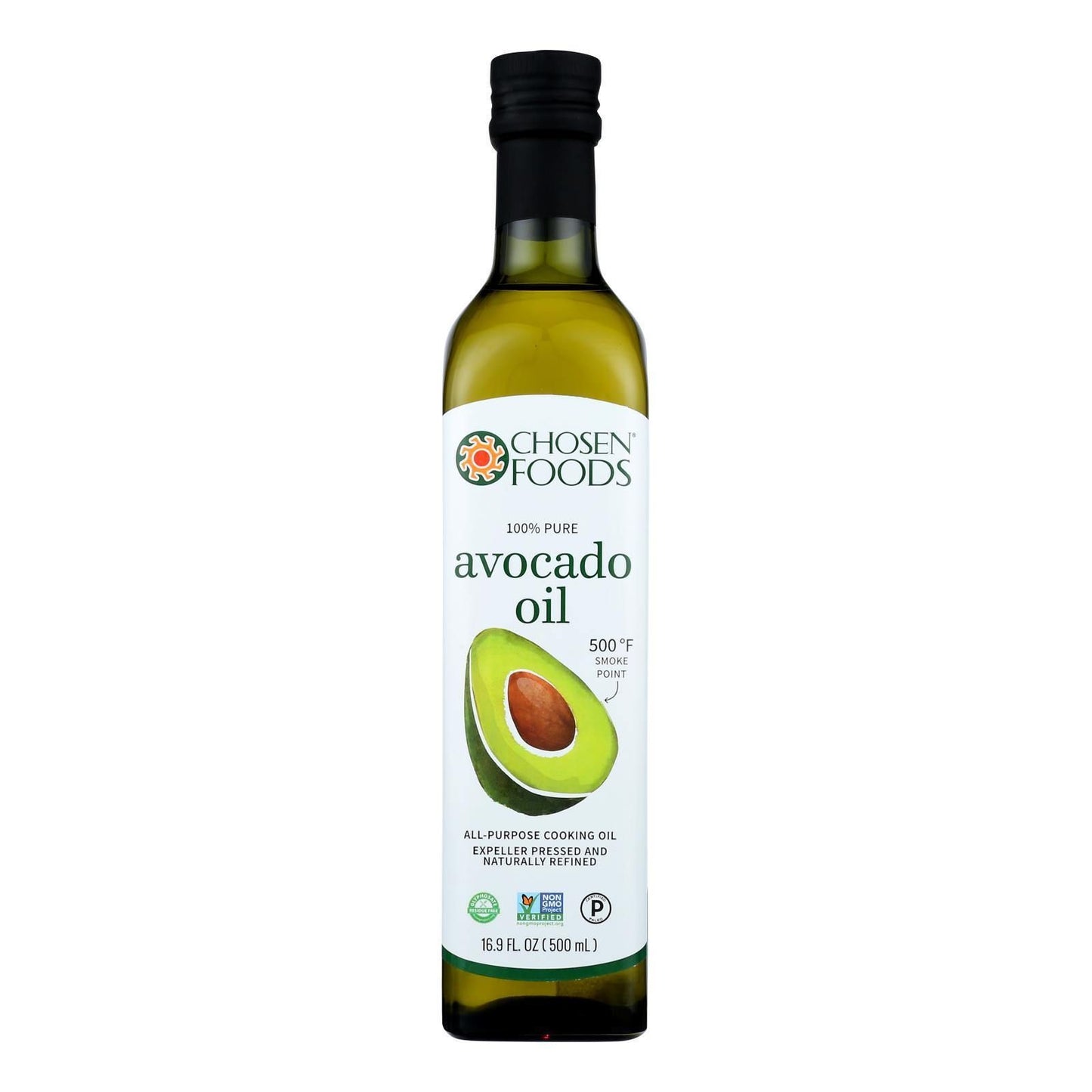 Chosen Foods 100% Pure Avocado Oil, Keto And Paleo Diet Friendly, Kosher Oil For Baking, High-Heat Cooking, Frying, Homemade Sauces, Dressings And Marinades, 16.9 Fl Oz (Pack Of 6)