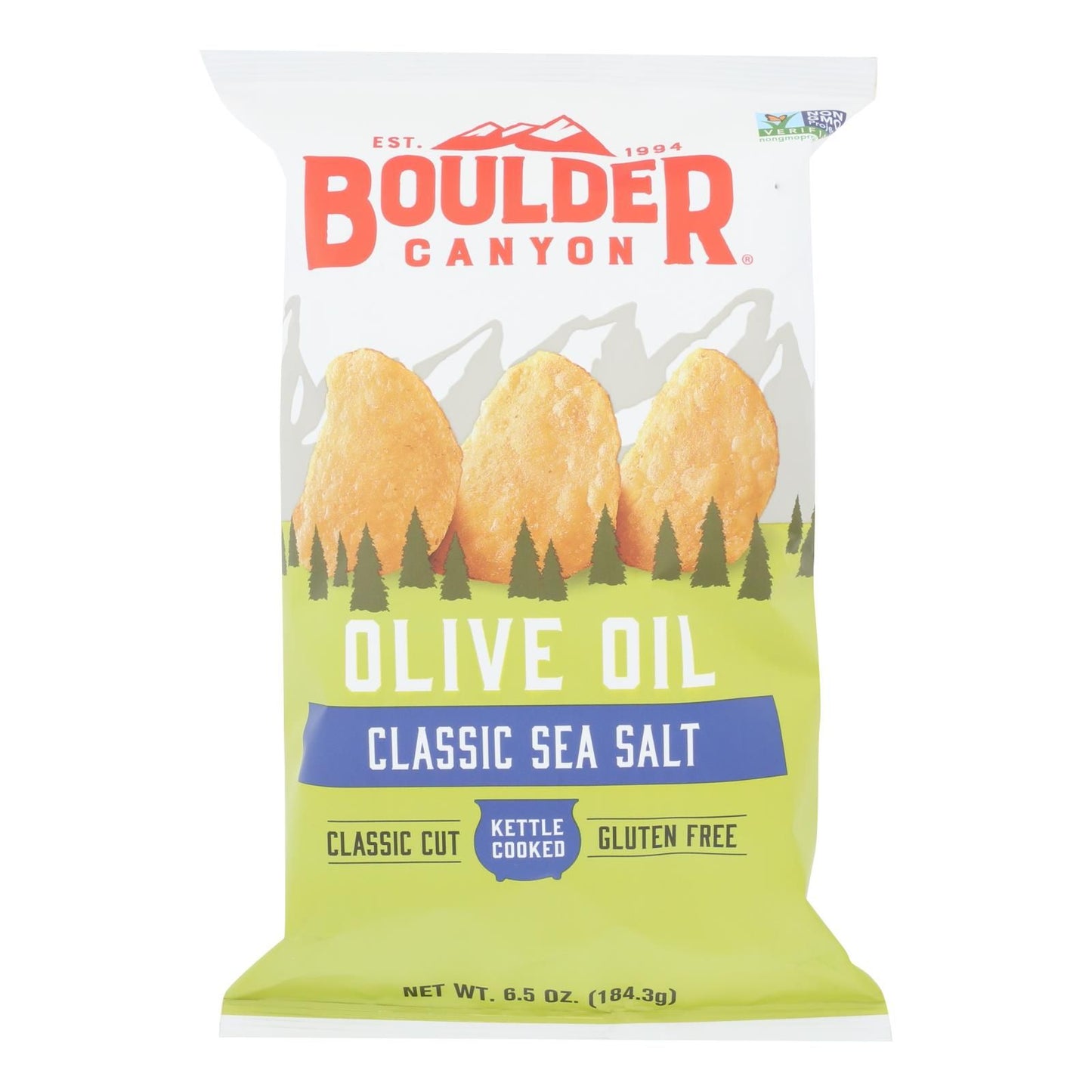Boulder Canyon Kettle Chips, Classic Sea Salt, 6.5 oz, Plastic, Pack of 1