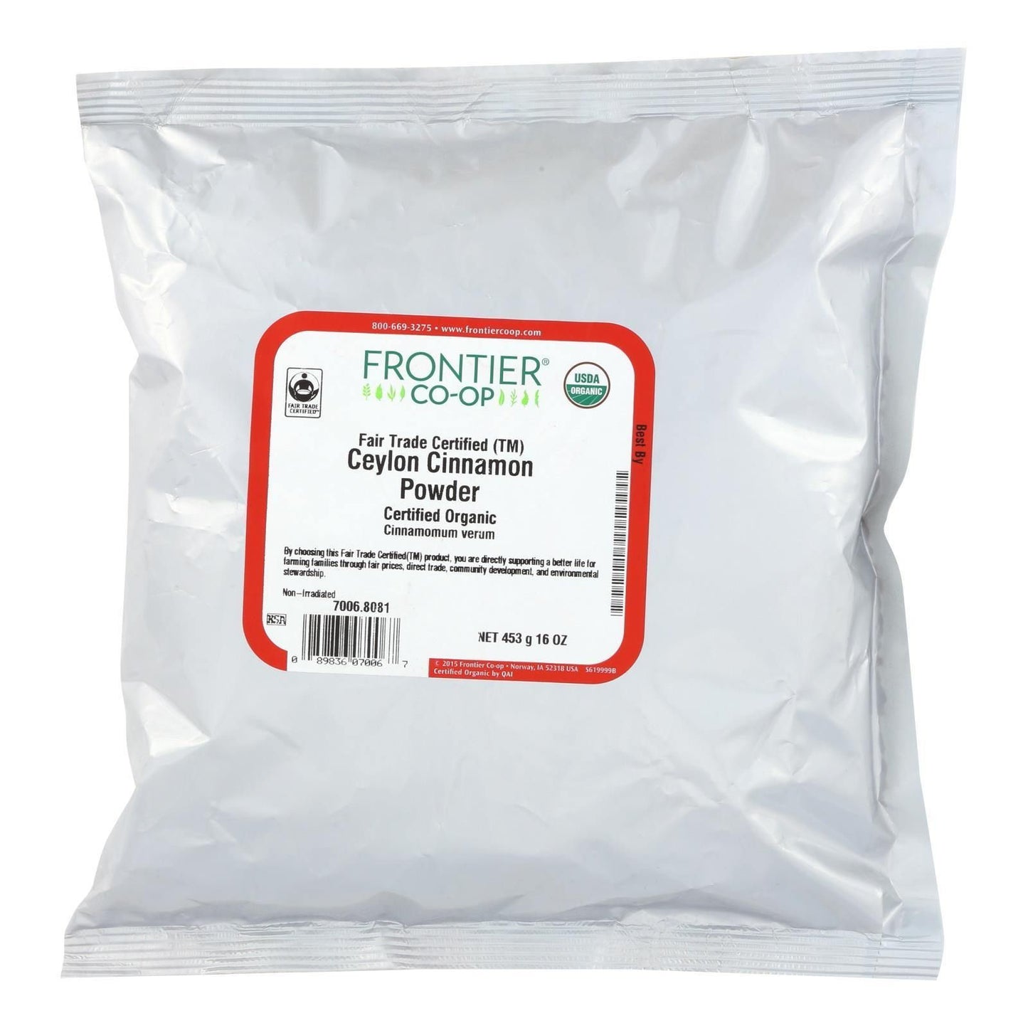 Frontier Herb Cinnamon - Organic - Fair Trade Certified - Powder - Ground - Ceylon - Bulk - 1 lb(D0102HHZWZA.)