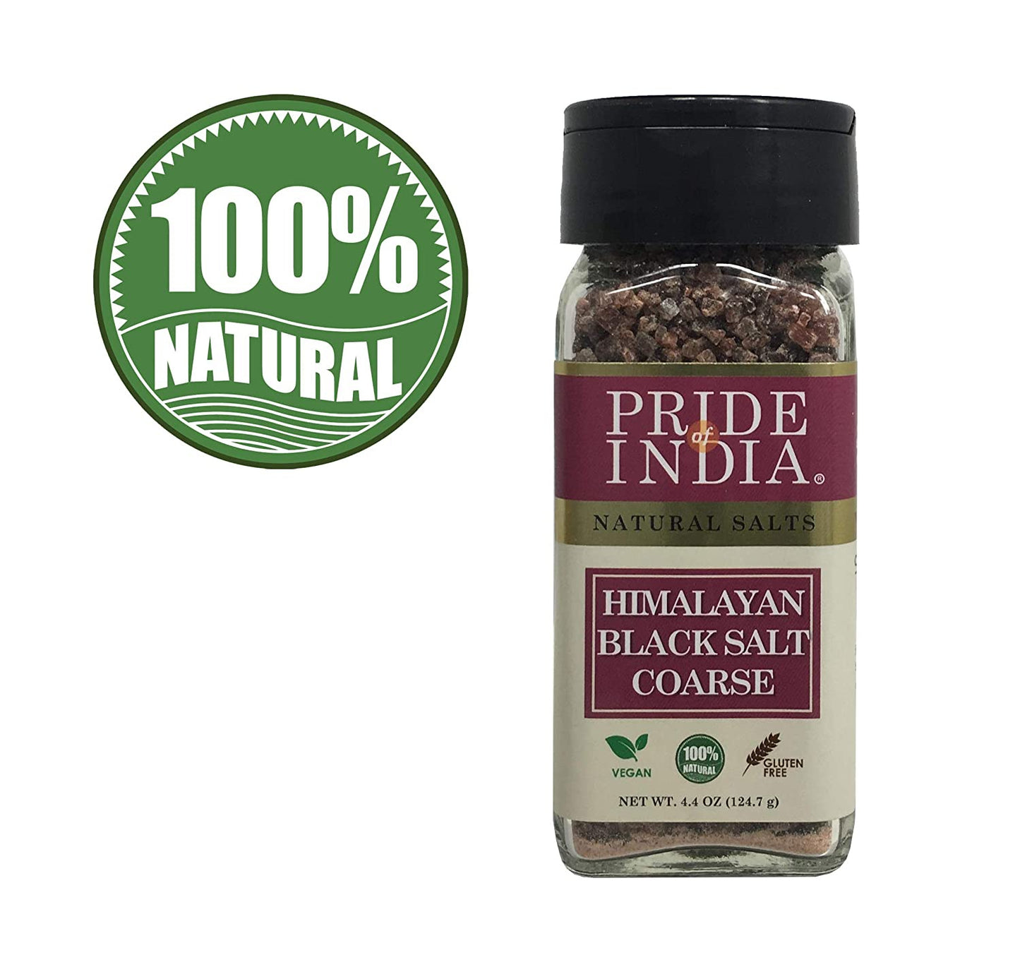 Pride Of India- Himalayan Black Rock Salt, Coarse Grind, (4.4 Oz)- Kala Namak, Contains 84+ Minerals, Perfect For Cooking, Tofu 