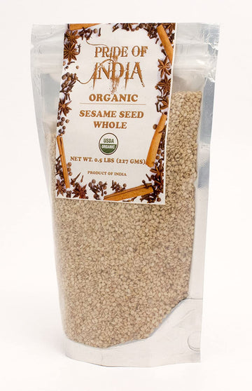 Pride Of India - Organic Sesame Seed Whole Unhulled - 8 Oz (227Gm)(D0102Hpilug.)