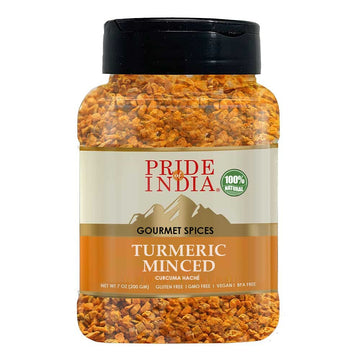 Pride Of India ?Turmeric Minced Whole ?Gourmet Spice ?Curcumin Rich/ Anti-Inflammatory Properties ?No Additives/ Gluten ?Easy To